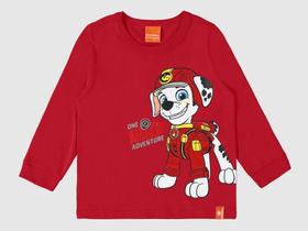 Camiseta Menino Manga Longa Vermelho Marshall Patrulha Canina Malwee Kids