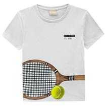 Camiseta Menino Milon em Algodão Estampa Raquete de Tênis Mescla White
