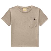 Camiseta Menino Milon em Meia Malha Botonê com Bolso cor Bege