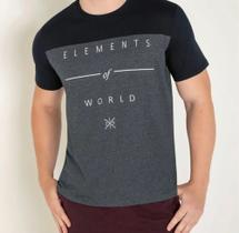 Camiseta Mescla e Preta com Estampa Frontal -PP