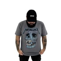 Camiseta Metallica Caveira Cinza Blusa Adulto Banda de Rock Oficial Of0486 Camiseta Metallica Caveira Cinza Blusa Adulto Banda de Rock Oficial Of0486