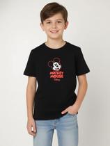 Camiseta Mickey Mouse Infantil Para Menino- PRETO