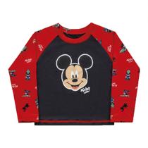 Camiseta Mickey Praia Proteção UV 50+ Mickey Disney Manga Longa Térmica Tam 1 ao 3 Fakini