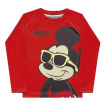 Camiseta Mickey Praia Proteção UV 50+ Mickey Disney Manga Longa Térmica Tam 4 ao 10 Fakini
