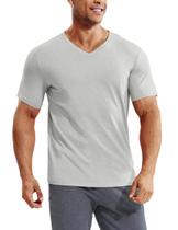 Camiseta MIER Athletic de manga curta para homens, modelagem seca, cinza mesclado, L