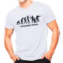 Camiseta Militar Estampada Evolução Tática Branca Camiseta Militar Estampada Evolução Tática Branca