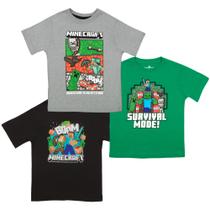 Camiseta Minecraft Boys, pacote com 3, Steve, Creeper, tamanho 5/6