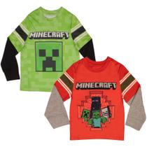 Camiseta Minecraft Characters Boys de manga comprida, pacote com 2 unidades, tamanho 10/12