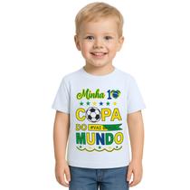 Camiseta Minha Primeira Copa do Mundo Brasil Personalizada