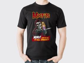 Camiseta Misfits Banda Punk Rock Camisa Preta Manga Curta