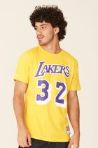 Camiseta Mitchell & Ness Estampada Los Angeles Lakers Magic Johnson Amarela