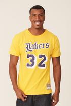 Camiseta Mitchell & Ness Estampada Los Angeles Lakers Magic Johnson Amarela
