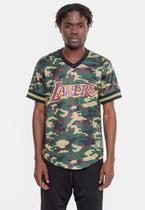 Camiseta Mitchell & Ness Manga Curta Swingman Camuflada Los Angeles Lakers Verde