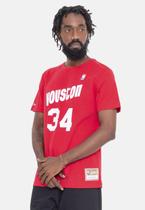 Camiseta Mitchell & Ness Name And Number Hakeem Olajuwon Houston Rockets Vermelha