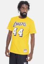 Camiseta Mitchell & Ness Name And Number Jerry West Los Angeles Lakers Amarela