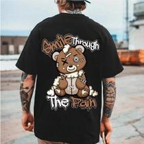 Camiseta Moda Street Smile Through Bear 100% Algodão
