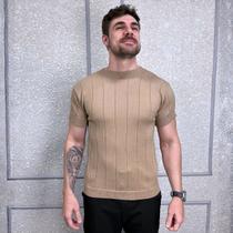 Camiseta Modal Masculina Tricot Texturizado Canelada Social Original