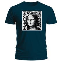 Camiseta Mona Lisa QR Code Camisa 100% Algodão Unissex