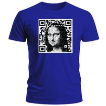 Camiseta Mona Lisa QR Code Camisa 100% Algodão Unissex