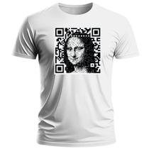 Camiseta Mona Lisa QR Code Camisa 100% Algodão Unissex