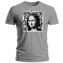 Camiseta Mona Lisa QR Code Camisa 100% Algodão Unissex