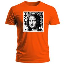 Camiseta Mona Lisa QR Code Camisa 100% Algodão Unissex