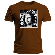 Camiseta Mona Lisa QR Code Camisa 100% Algodão Unissex