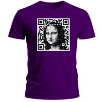 Camiseta Mona Lisa QR Code Camisa 100% Algodão Unissex