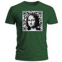 Camiseta Mona Lisa QR Code Camisa 100% Algodão Unissex