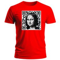 Camiseta Mona Lisa QR Code Camisa 100% Algodão Unissex
