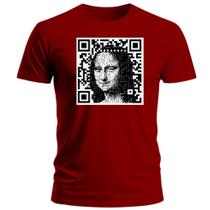 Camiseta Mona Lisa QR Code Camisa 100% Algodão Unissex
