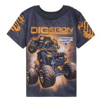 Camiseta Monster Jam Digatron para meninos cinza carvão/amarelo 10-12 Camiseta Monster Jam Digatron para meninos cinza carvão/amarelo 10-12