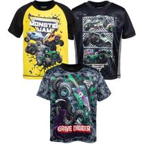 Camiseta Monster Jam Grave Digger El Toro Loco Megalodon 4T