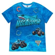 Camiseta Monster Jam Megalodon Truck Tie Dye Blue para homens
