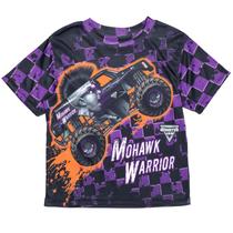 Camiseta Monster Jam Mohawk Warrior Purple para meninos de 7 a 8 anos