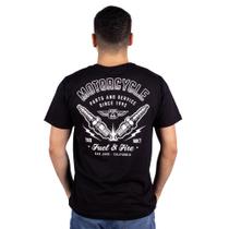 Camiseta Motorcycle Parts and Service - Preta. Camiseta Motorcycle Parts and Service - Preta.