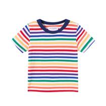 Camiseta Mud Kingdom Rainbow Stripe 100% algodão para crianças 2T