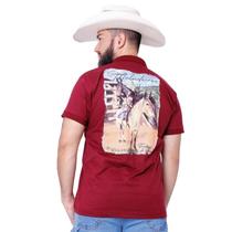 Camiseta Muladeiros Masculina Country Gola Polo Bordô