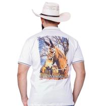 Camiseta Muladeiros Masculina Country Gola Polo Branca