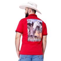 Camiseta Muladeiros Masculina Country Gola Polo Vermelha