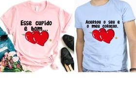 Camiseta Namorados Kit Casal Rosa e Azul Love Amor Unissex Presente - Bella Gis