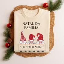 Camiseta Natal Família 100% Algodão Personalizada com Sobrenome Estampa Natalina Para Festas