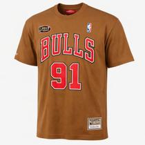 Camiseta NBA Chicago Bulls Rodman 91 Mitchell & Ness Bege - Masculino Camiseta NBA Chicago Bulls Rodman 91 Mitchell & Ness Bege - Masculino