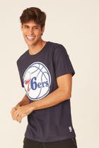 Camiseta NBA Estampada Big Logo Philadelphia 76ERS Casual Azul Marinho