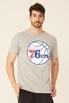 Camiseta NBA Estampada Big Logo Philadelphia 76ERS Casual Cinza Mescla