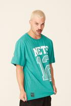 Camiseta NBA Estampada Brooklyn Nets Casual Verde Mescla