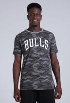 Camiseta NBA Estampada Chicago Bulls Casual Cinza