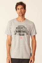 Camiseta NBA Estampada Houston Rockets Casual Cinza Mescla