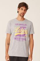 Camiseta NBA Estampada Los Angeles Lakers Casual Cinza Mescla
