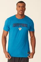 Camiseta NBA Estampada New York Knicks Casual Azul Petróleo Mescla